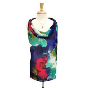 Womens Sleeveless Cowl Neck Blouse Size 2X Multicolor Sheer Madison Paige II